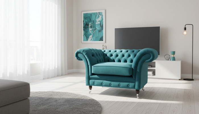 Chesterfield fauteuil televisiebank 1-zits stoffen sofa bankstel bekleding 136