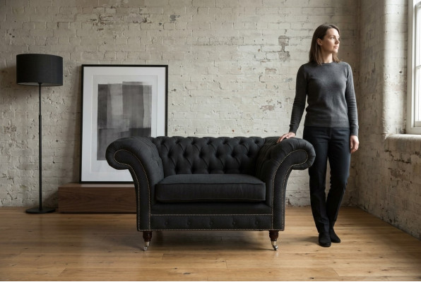Chesterfield fauteuil televisiebank 1-zitsbank stoffen sofa banken bekleding 201