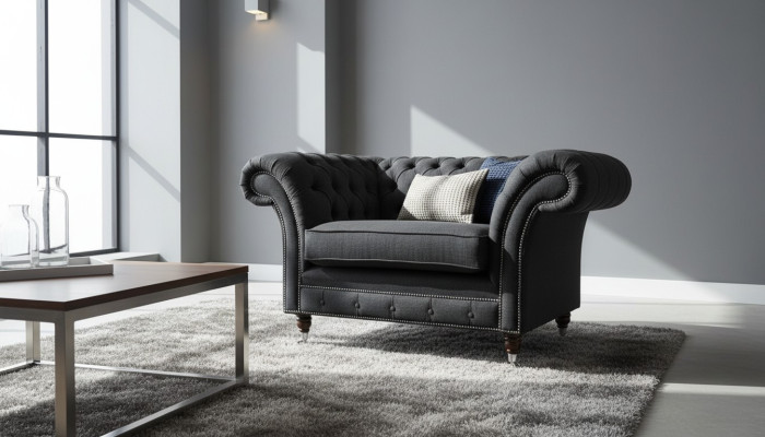 Chesterfield fauteuil televisiebank 1-zitsbank stoffen sofa banken bekleding 201