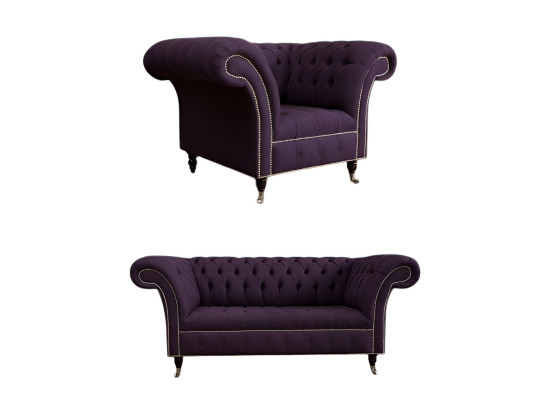 2+1 Bankstel Chesterfield Textiel Sofa Banken Bekleding Set Garnituren