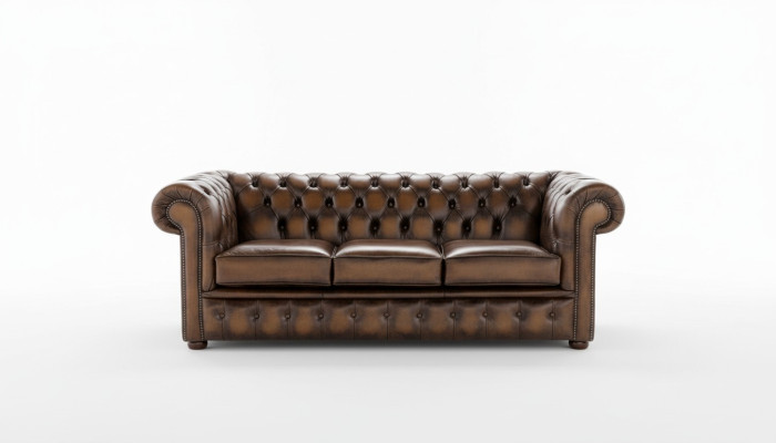 Chesterfield 3-zits gestoffeerde bank antieke stijl leer textiel stof sofa banken