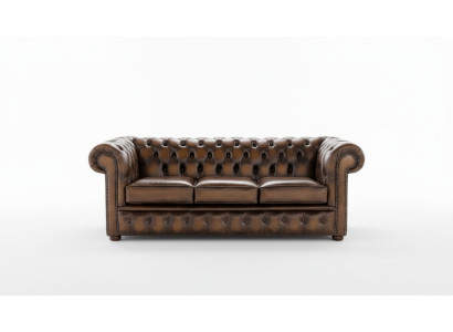 Chesterfield 3-zits gestoffeerde bank antieke stijl leer textiel stof sofa banken