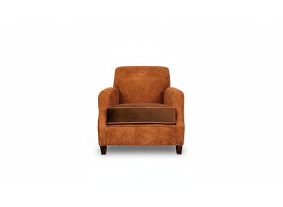 Designer fauteuil 1-zitter leder textiel luxe kussens Chesterfield lichtbruin