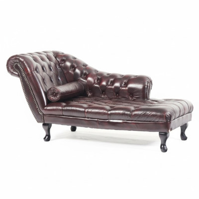 Chesterfield Rood Ligbed Designer Bank Leren Sofa Nieuw