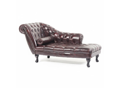 Chesterfield Rood Ligbed Designer Bank Leren Sofa Nieuw