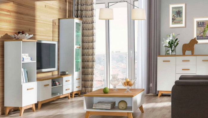 Woonkamer meubel set vitrine tv meubel wandplank tv tafel 5-delig