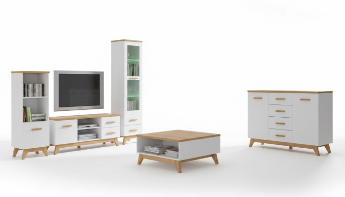 Woonkamer meubel set vitrine tv meubel wandplank tv tafel 5-delig