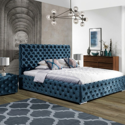 Chesterfield gestoffeerde fluwelen velvet tweepersoonsbed luxe design bedden dubbel