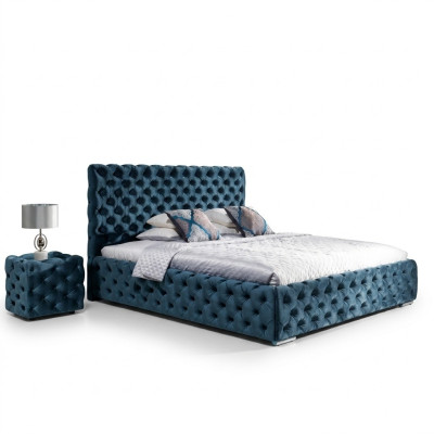 Chesterfield gestoffeerde fluwelen velvet tweepersoonsbed luxe design bedden dubbel