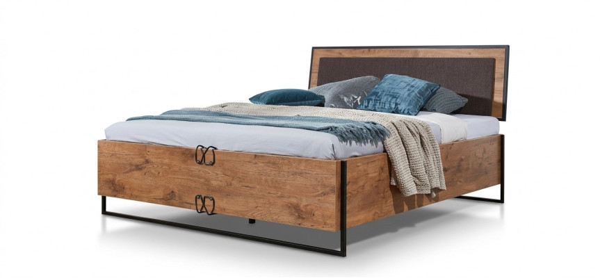 Hoogslaper Bed Hout Ontwerper Bedden Gestoffeerd Leer Textiel Stof Hotel 140 160 180