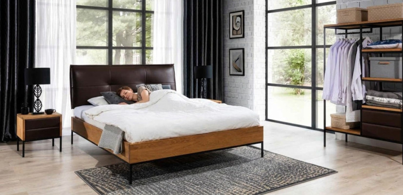 3-delige complete set houten slaapkamer Loftstijl ontwerp Bed commode kast Nieuw