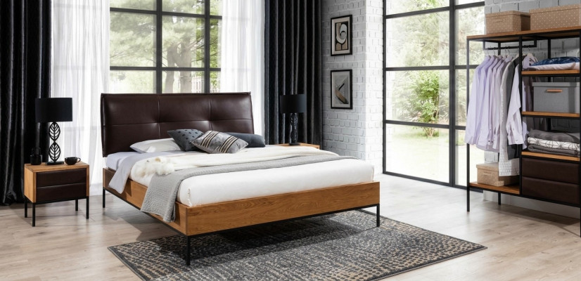 3-delige complete set houten slaapkamer Loftstijl ontwerp Bed commode kast Nieuw