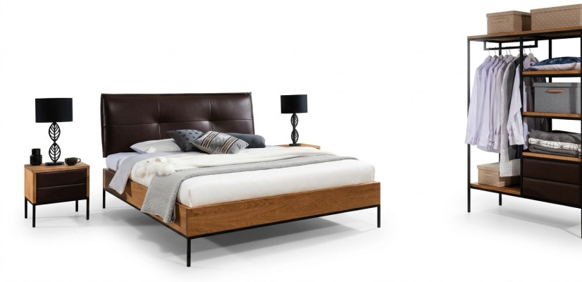 3-delige complete set houten slaapkamer Loftstijl ontwerp Bed commode kast Nieuw