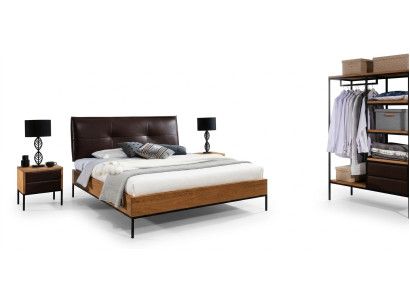3-delige complete set houten slaapkamer Loftstijl ontwerp Bed commode kast Nieuw