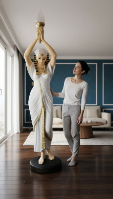 Ontwerp vloerlamp Egyptische vrouw figuur vloerlamp lichten vloerlamp figuur