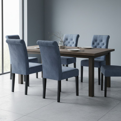 6x Chesterfield stoel set zetel bekleding garnituur eetkamerstoelen leunend leer