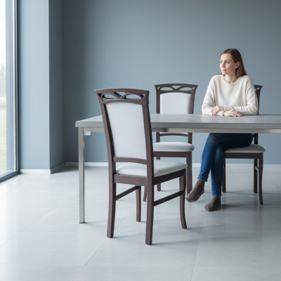 4x Designer Stoel Set Eetkamer Leuning Gestoffeerde Zitstoelen Compleet Set
