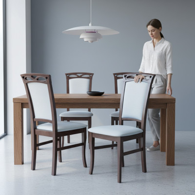 6x Designer stoel set eetkamer - rugleuning gestoffeerde zitstoelen compleet stel