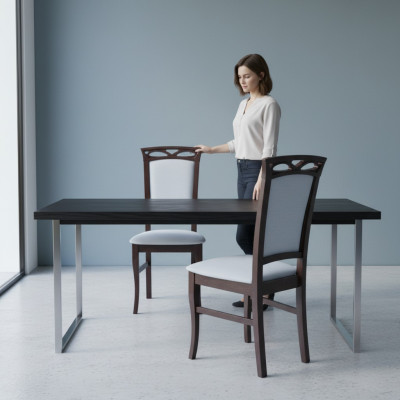 8x Designerstoel set Eetkamer met leuningen Gestoffeerde zitstoelen Compleet meubilair.