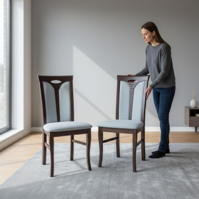 6x Stoel Set Zitkussen Set Eetkamerstoelen Lederen Rugleuning