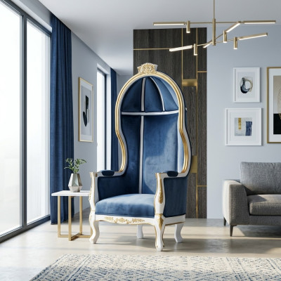 Troonstoel Koninklijke gestoffeerde Chesterfield fluwelen fauteuil 1-zits Antieke stijl stoelen