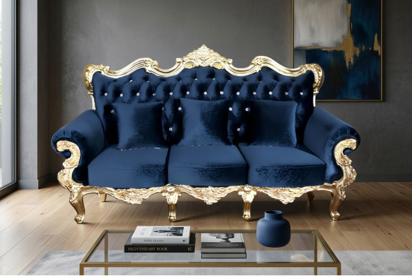 Troon bank Koninklijke bekleding Chesterfield fluweel 3-zits antieke stijl banken Nieuw