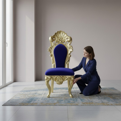 Stoel Troon Fauteuil Eetkamer Ontwerper Hout Antieke Stijl Barok Rococo Stoelen