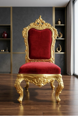 Stoel Troon Fauteuil Set Eetkamer Designer Hout Antiek Stijl Rococo Barok