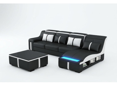 Eckbank Bank Bekleidung Eck Sitz Lederset beleuchtet L-Form G8047C