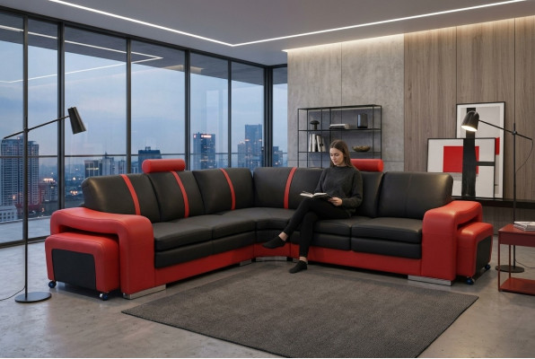 Ontwerp hoekbank gestoffeerde zitlandschapset moderne meubelbanken