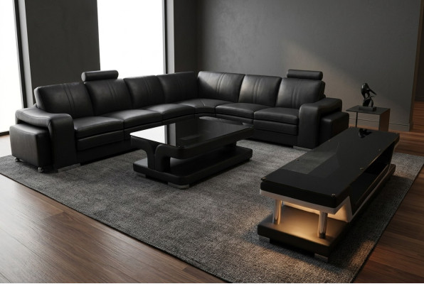 Leder bankstel woonlandschap hoekbank designbank L-vorm A1109B Banken Bankstellen