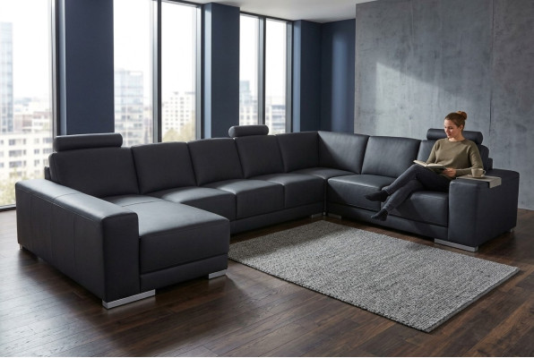 Leren bank Woonlandschap Hoekbank Set Design Moderne Bank U-vorm
