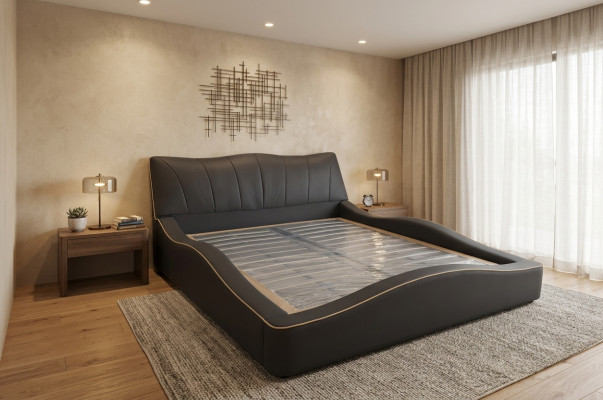 Luxe design leren bekleding hotelbedframe modern gestoffeerd bed
