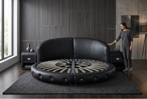 Rond Luxe Leren Design Bedden Dubbel Modern Rond Bed
