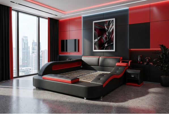 Dubbel luxe design leren bed gestoffeerde bedden moderne hotel multifunctioneel.