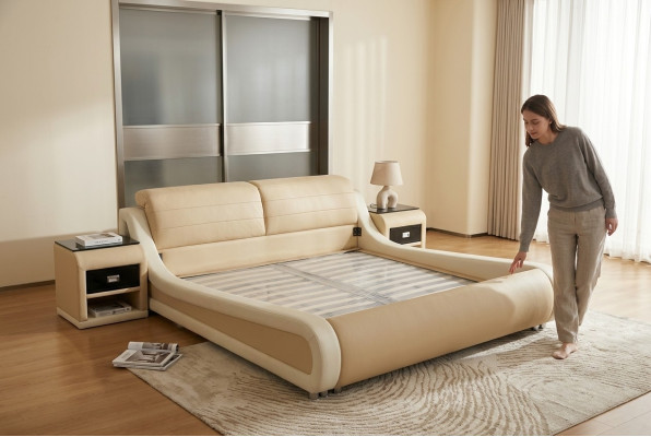 Dubbel Luxe Design Lederen Bed Hotel Gestoffeerde Bedden Moderne Multifunctioneel