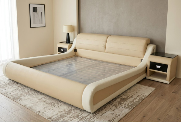 Dubbel Luxe Design Lederen Bed Hotel Gestoffeerde Bedden Moderne Multifunctioneel