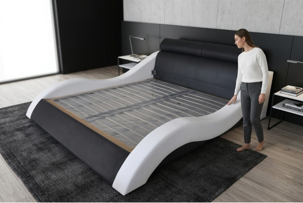 Dubbel luxe design leren hotelbed gestoffeerde bedden Moderne multifunctionele