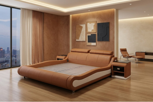 Ontwerp Luxe Bed Bekleding Huwelijk Hotel Moderne Bedden Leer 140/160/180/200 cm