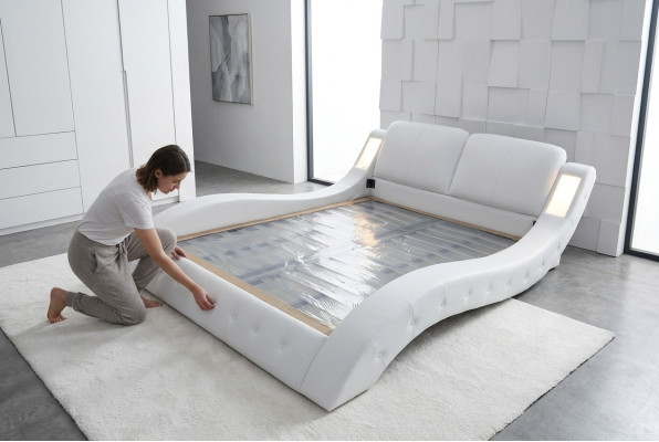 Ontwerp luxe bed gestoffeerd huwelijkshotel moderne bedden leer 140/160/180/200 LB8824