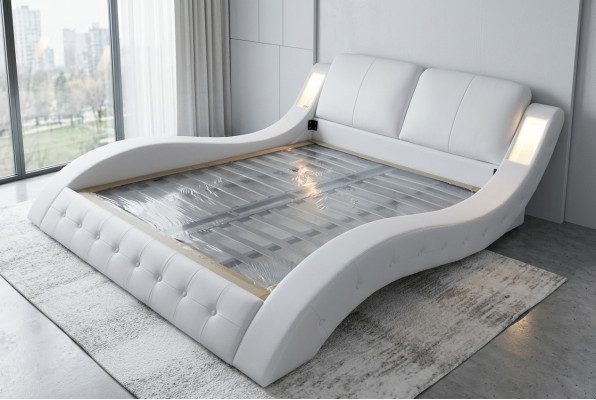 Ontwerp luxe bed gestoffeerd huwelijkshotel moderne bedden leer 140/160/180/200 LB8824