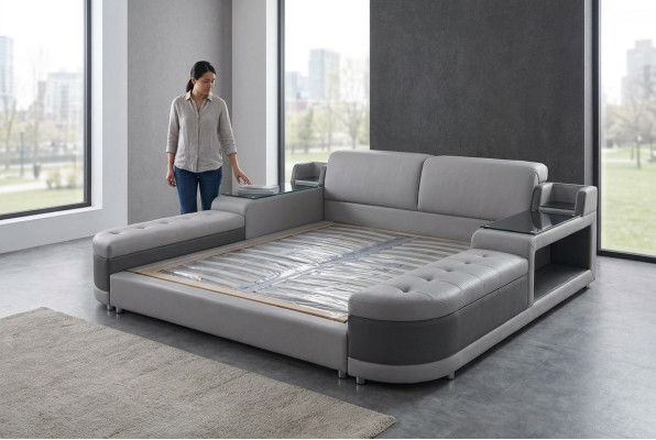 Ontwerp Luxe Bed Bekleding Huwelijkshotel Moderne Bedden Leder 140/160/180/200 LB8820