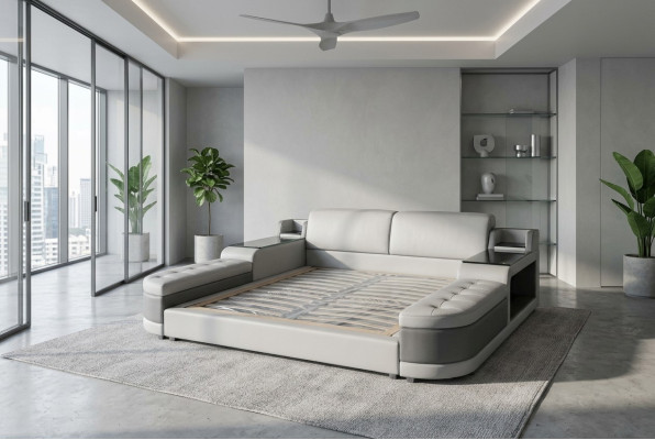 Ontwerp Luxe Bed Bekleding Huwelijkshotel Moderne Bedden Leder 140/160/180/200 LB8820