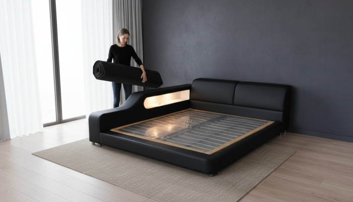 Ontwerp luxe bed gestoffeerd in leer huwelijk moderne hotelbedden 140/160/180/200.