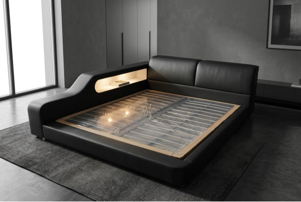 Ontwerp luxe bed gestoffeerd in leer huwelijk moderne hotelbedden 140/160/180/200.