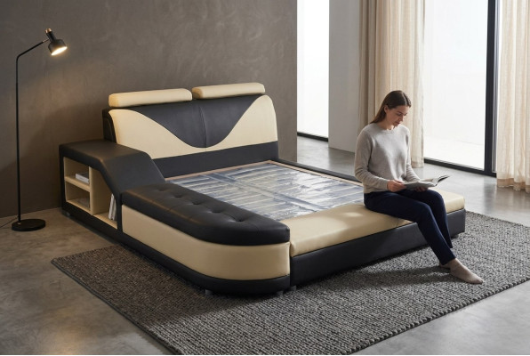 Ontwerp Luxe Bed Bekleding Huwelijk Hotel Moderne Bedden Leer 140/160/180/200 cm