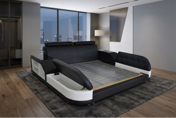 Ontwerp luxe bed van lederen bekleding, modern hotelbed voor huwelijk 140/160/180/200.