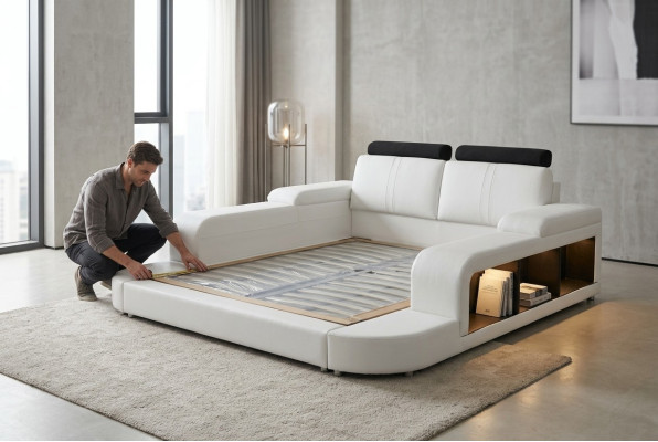 Luxe lederen designbedden modern tweepersoonsbed 140/160/180/200 bed.
