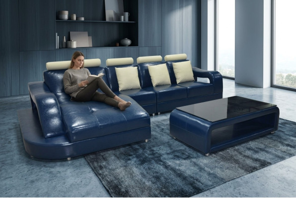 Leren bank bankstel woonlandschap hoekbankstel design modern bank L-vorm