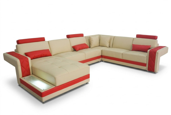 Leren bank Bank Woonlandschap Hoekbank Ontwerp Modern Decoratieve Bank